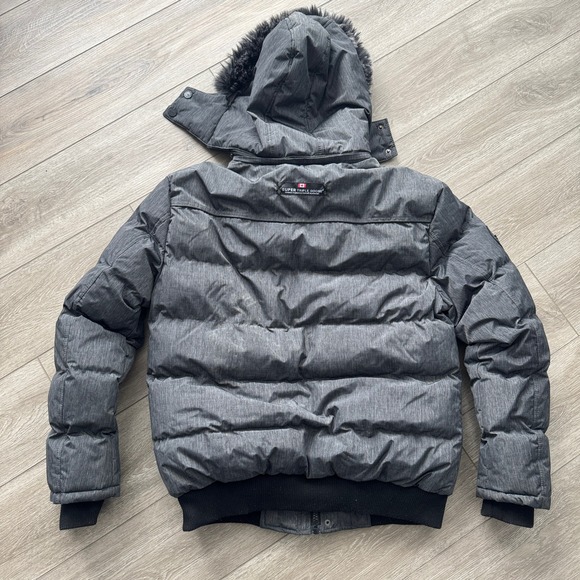 Canada Weather Gear Jacket Men's XL Gray Bomber Faux Fur Hood Super Triple Goose - Picture 4 of 12